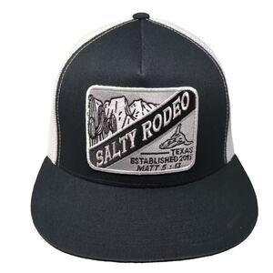 Salty Rodeo Trucker Hat Black White OS Mesh Back Texas Patch Snapback Adjustable